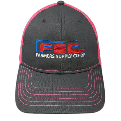 Cap America Gray Pink One Size Trucker Hat Farmers Supply Co-op Mesh Snapback