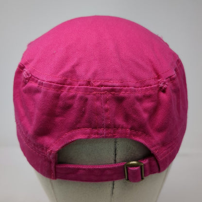Pink Army Cap One Size Studded Rhinestone Butterfly Scroll Fleur-de-lis Hat