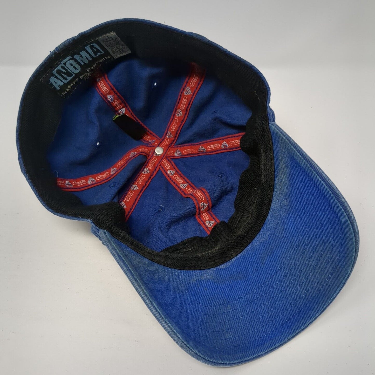 Superman Fitted Hat Blue One Size A-Flex Embroidered Vented Holes 6 Panel Anoma
