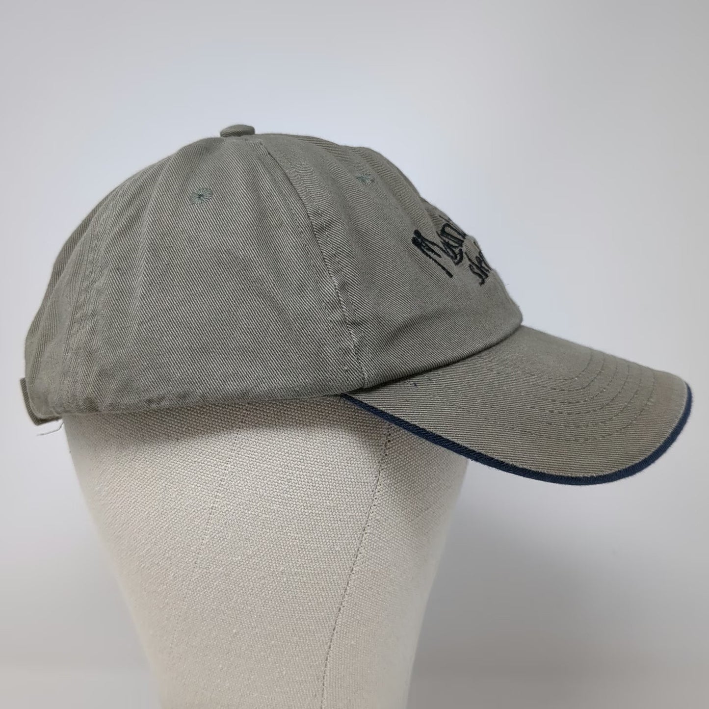 Mountain Boy Sledworks Baseball Cap Brown One Size Strapback Hat Blue Trim Sewn