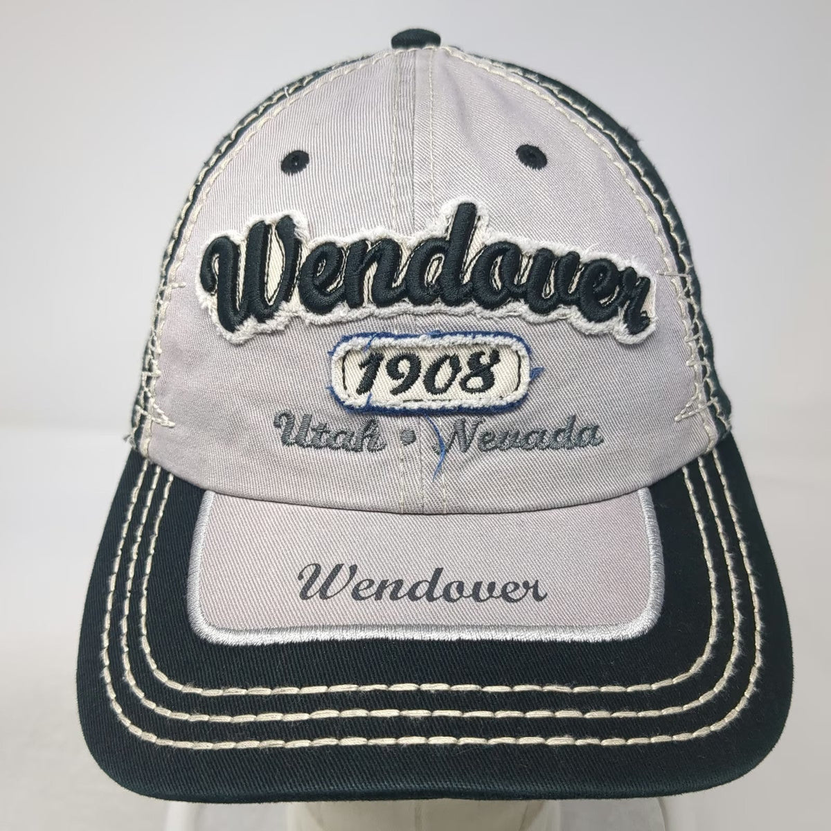 Hat Graphix 360 Baseball Cap Black Gray One Size Wendover Utah Nevada Stitching