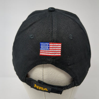NRA Strapback Hat Black One Size Adjustable Embroidered Patriotic 6 Panel Cotton