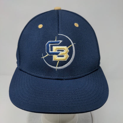 The Game Pro Fitted Hat Blue Large Embroidered Logo Solid Vent Holes