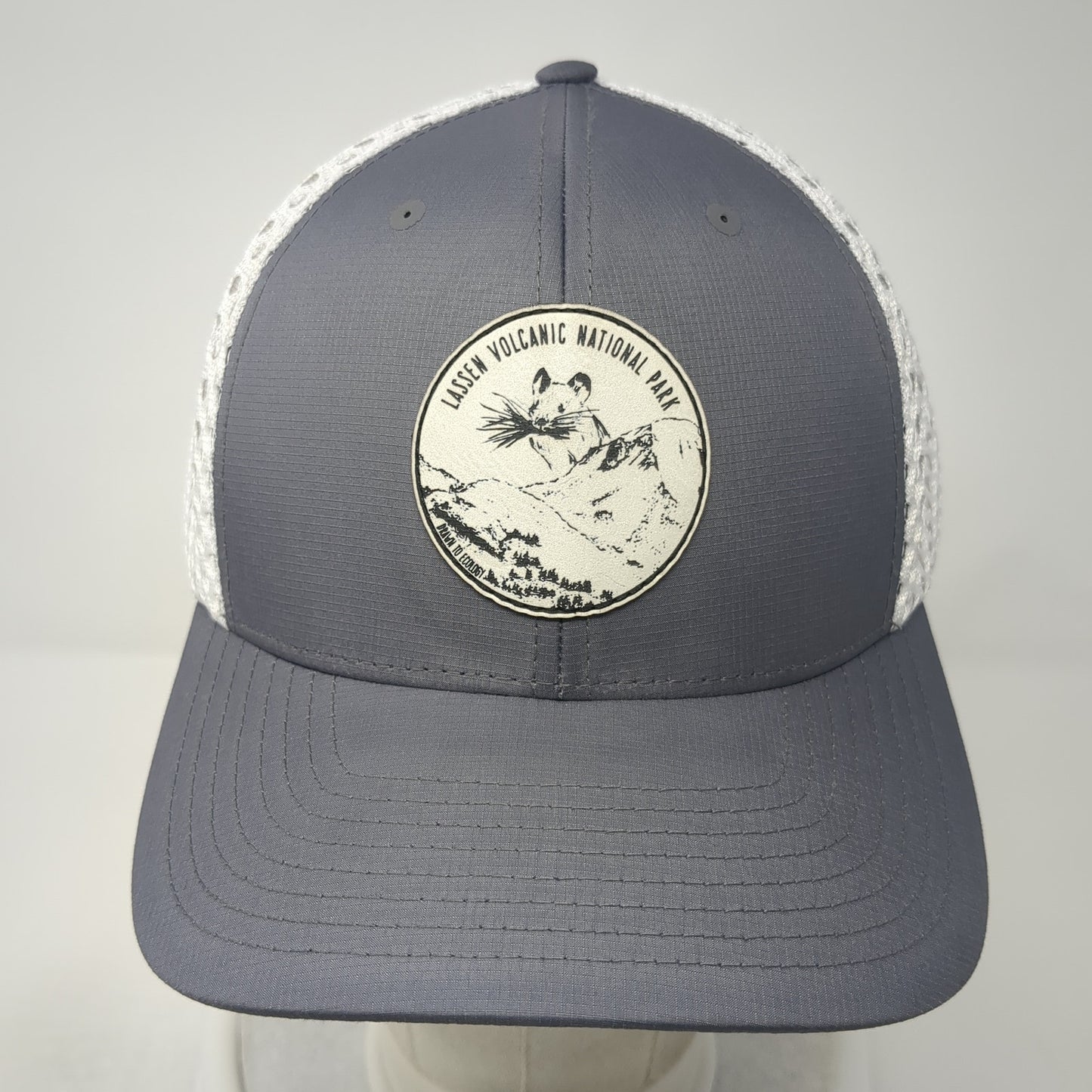 Lassen Volcanic National Park Snapback Trucker Hat Gray One Size Mesh Back