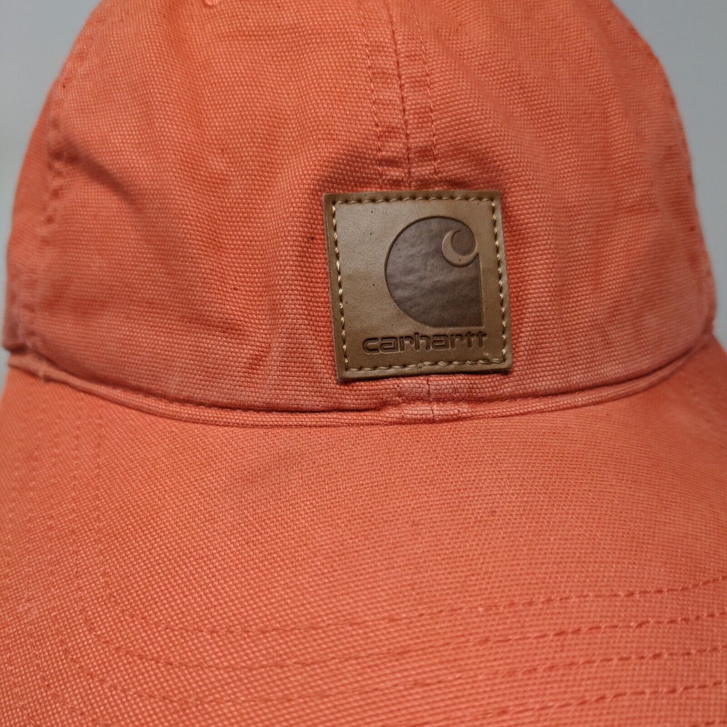 Carhartt Strapback Hat Orange OSFA Adjustable Patch Logo 6 Panel Cotton