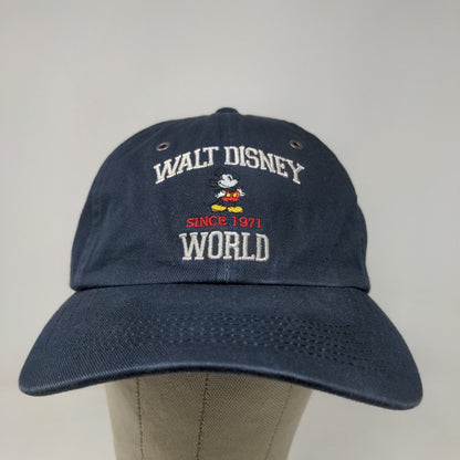 Walt Disney World Men's Slideback Hat Blue Embroidered Mickey Mouse Logo Cotton