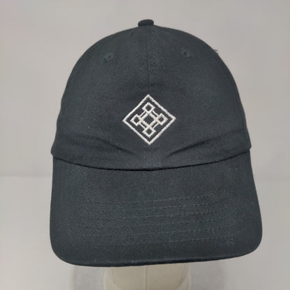Unbranded Strapback Hat Black One Size Adjustable Embroidered 6 Panel Cotton