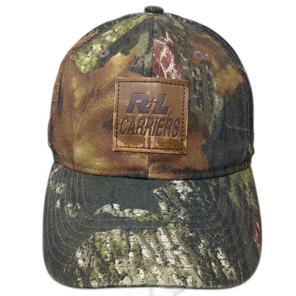 R+L Carriers Baseball Cap Green Camo One Size Mesh Back Leather Patch Hat