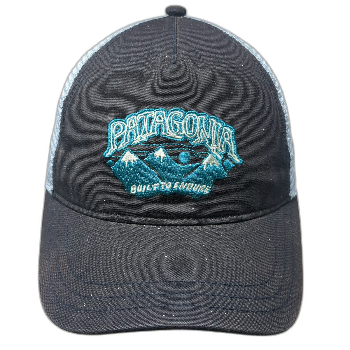 Patagonia Trucker Hat Blue One Size Snapback Built To Endure Mountains Mesh