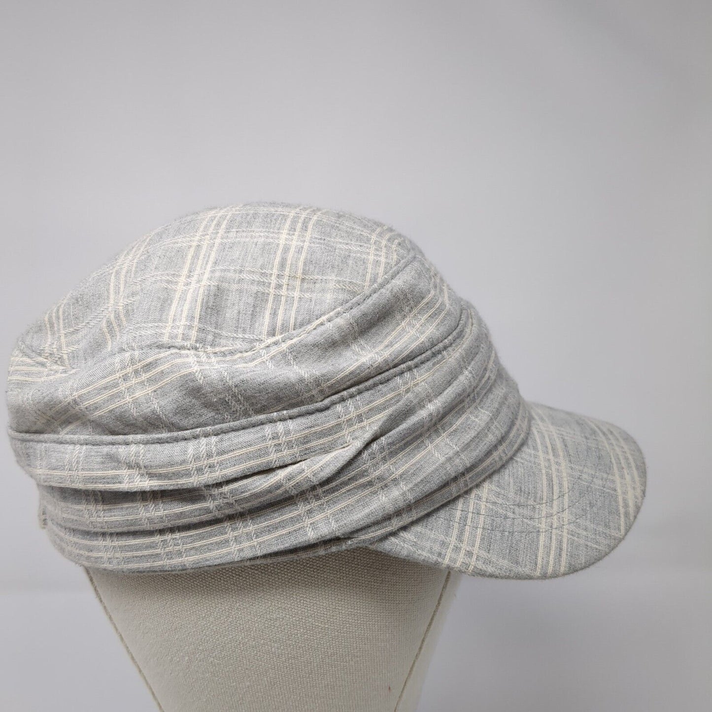 Unbranded Cadet Army Cap Gray One Size Stretch Lightweight Plaid Bow Tie