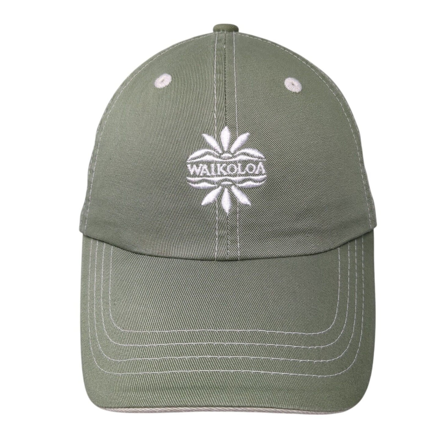 Waikoloa Hawaii Strapback Hat Green One Size Adjustable Embroidered Cotton