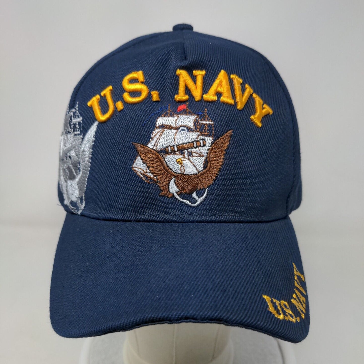 U.S. Navy Strapback Hat Blue One Size Embroidered Vented Holes August Sport