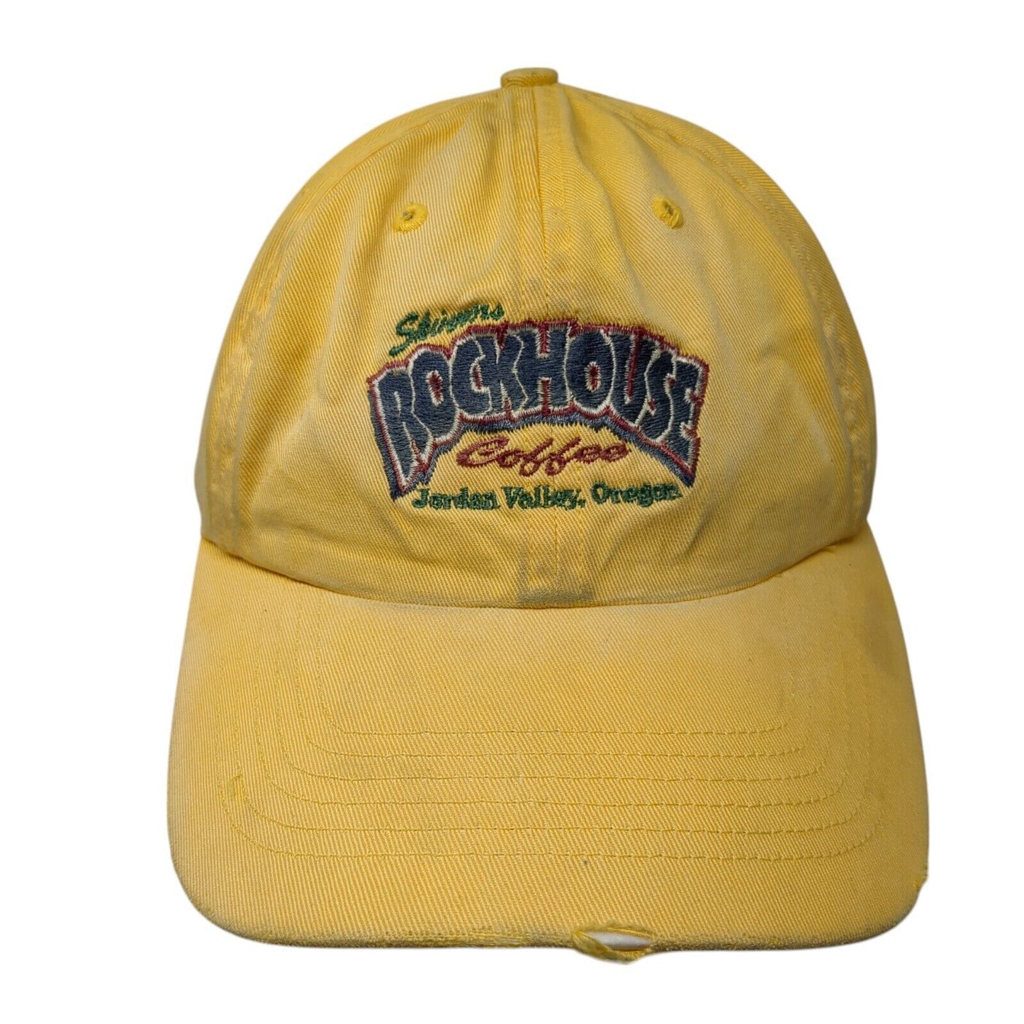Skinners Rockhouse Coffee Strapback Hat Yellow One Size Distressed Richardson