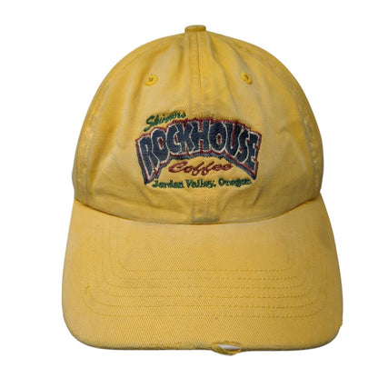 Skinners Rockhouse Coffee Strapback Hat Yellow One Size Distressed Richardson