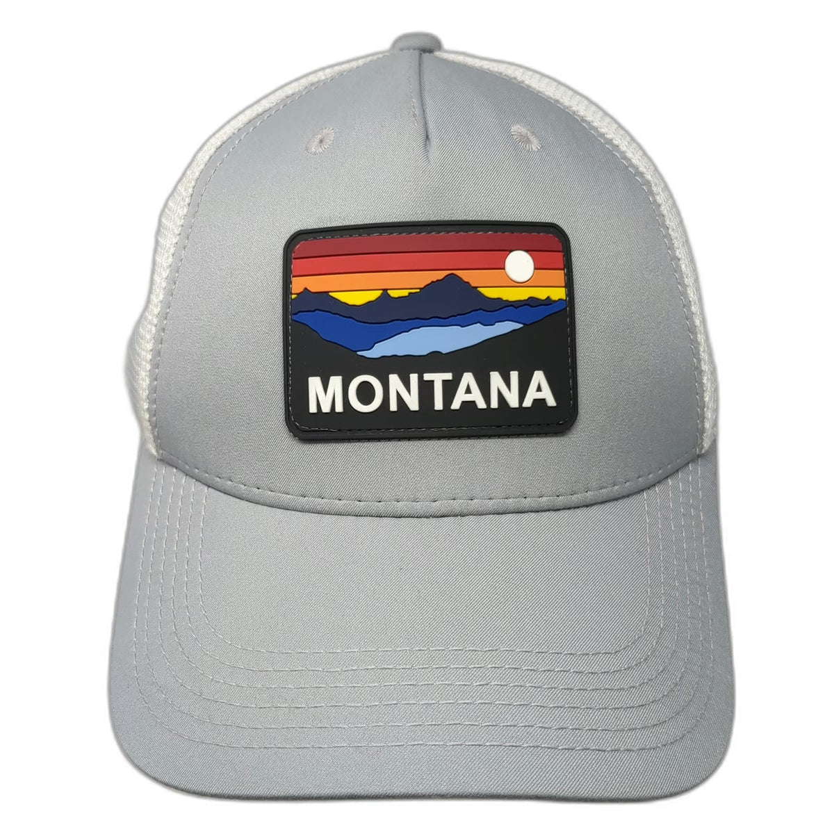 Legacy 5 Panel Gray Hat Montana Mountain Patch White Mesh One Size Strapback