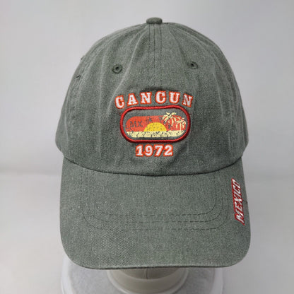 Cancun 1972 Mexico Slideback Hat Green One Size Adjustable Caribbean Side Cotton