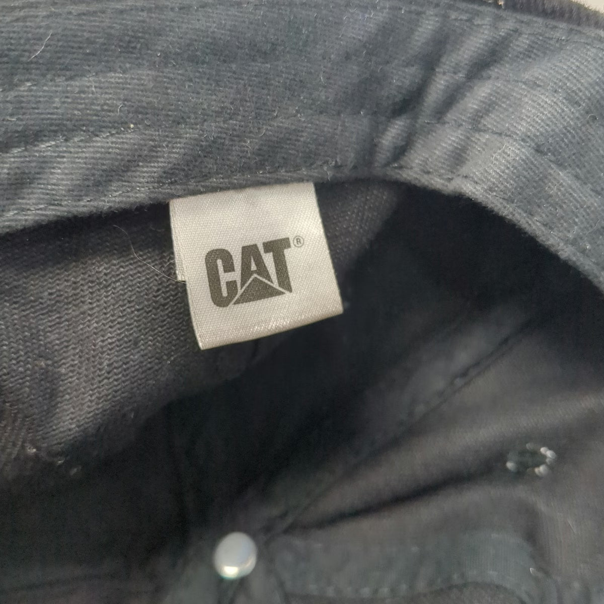 CAT Baseball Cap Black Yellow One Size Slideback Logo Cotton Sandwich Brim Hat