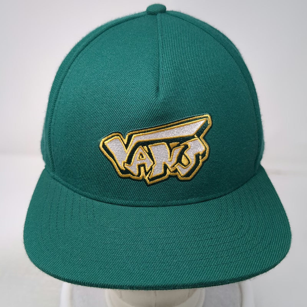 Vans 5 Panel Green Hat One Size Snapback Embroidered Logo Acrylic Wool Blend