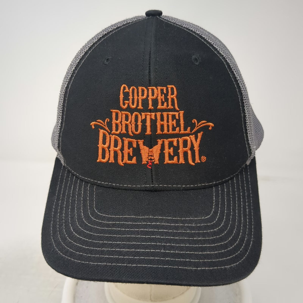 Richardson Trucker Hat Black Gray One Size Mesh Snapback Copper Brothel Brewery
