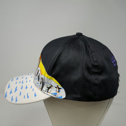 SeaWorld Snapback Black White OS Penguin Graphic Embroidered Waves Hat Vintage