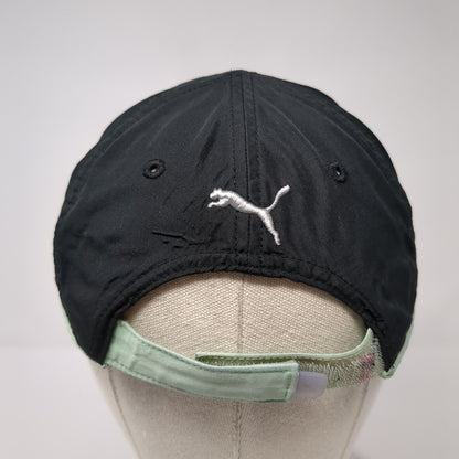 PUMA Strapback Hat Black One Size Adjustable Embroidered Green Trim