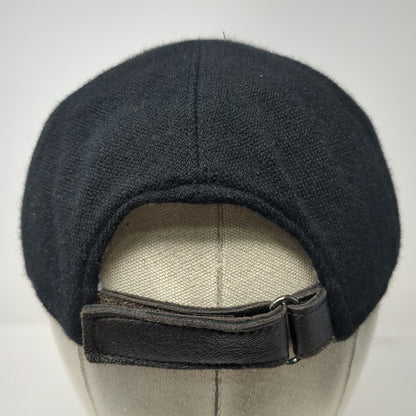 Quince Baseball Cap Black XS/S Cashmere Knit Sherpa Lined Leather Strap Hat