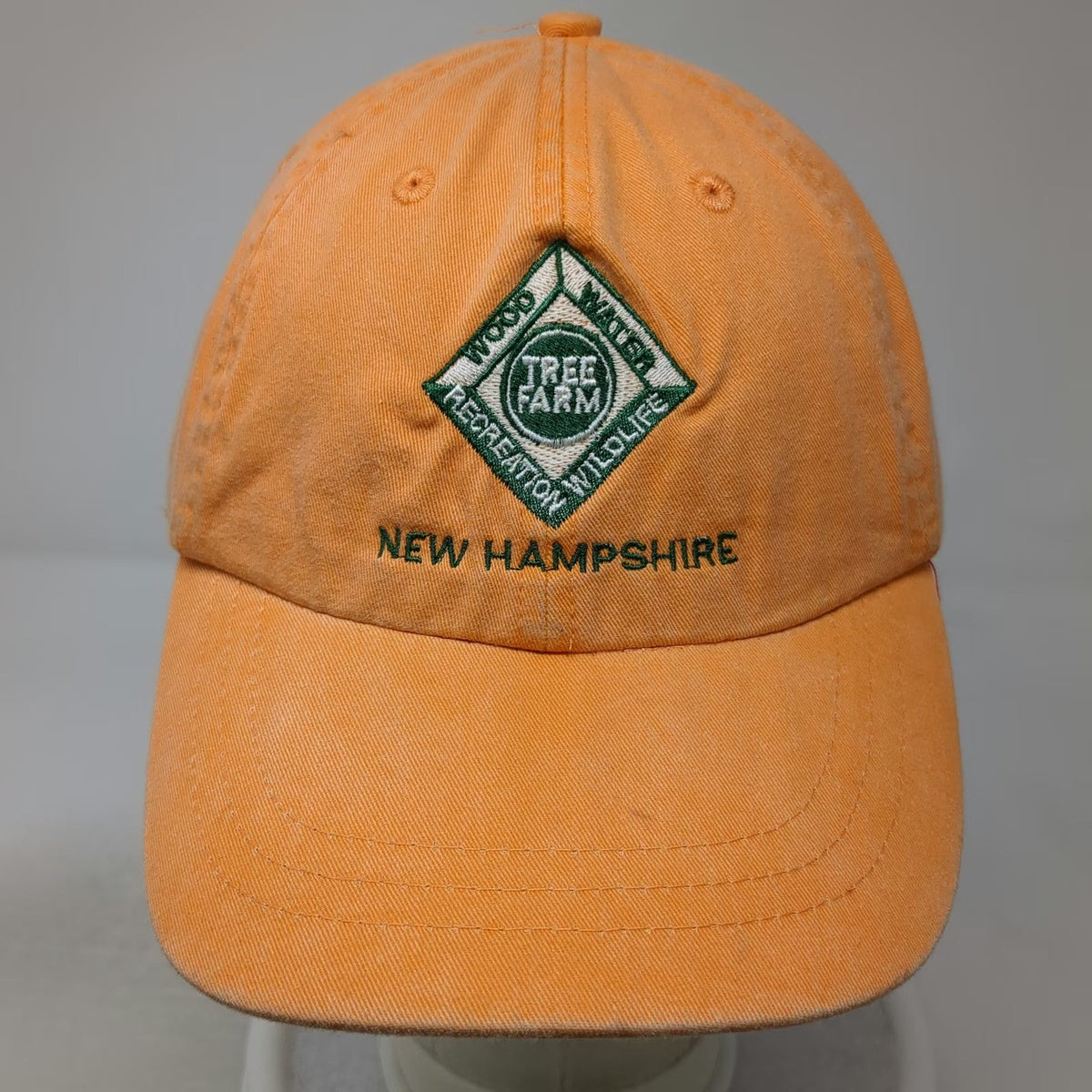 Adams Baseball Cap Orange One Size New Hampshire Tree Farm Embroidered hat