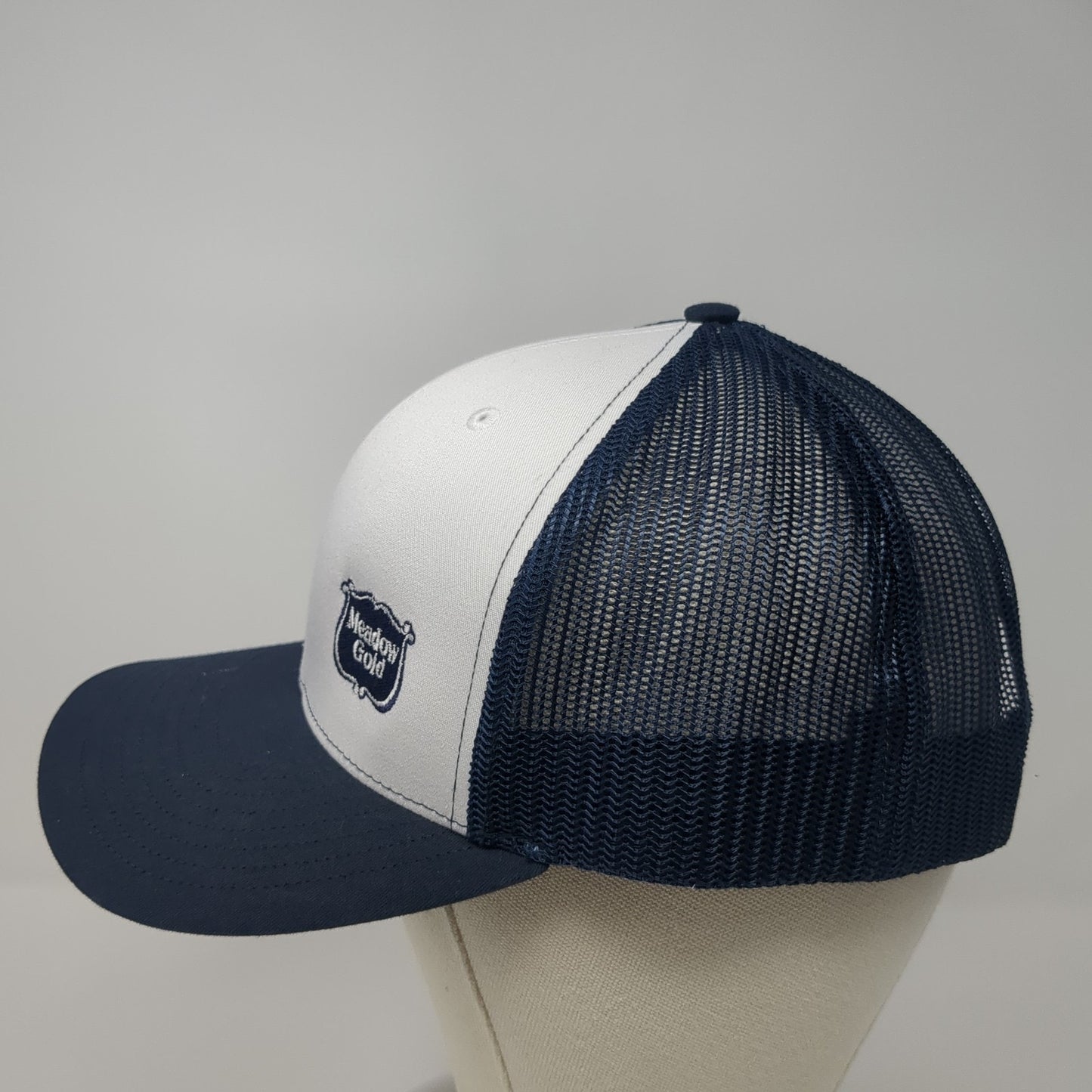 Meadow Golf Snapback Trucker Hat Blue One Size Adjustable Mesh Back Richardson