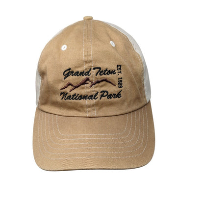 Grand Teton National Park Est. 1929 Strapback Hat Tan OS Adjustable Embroidered