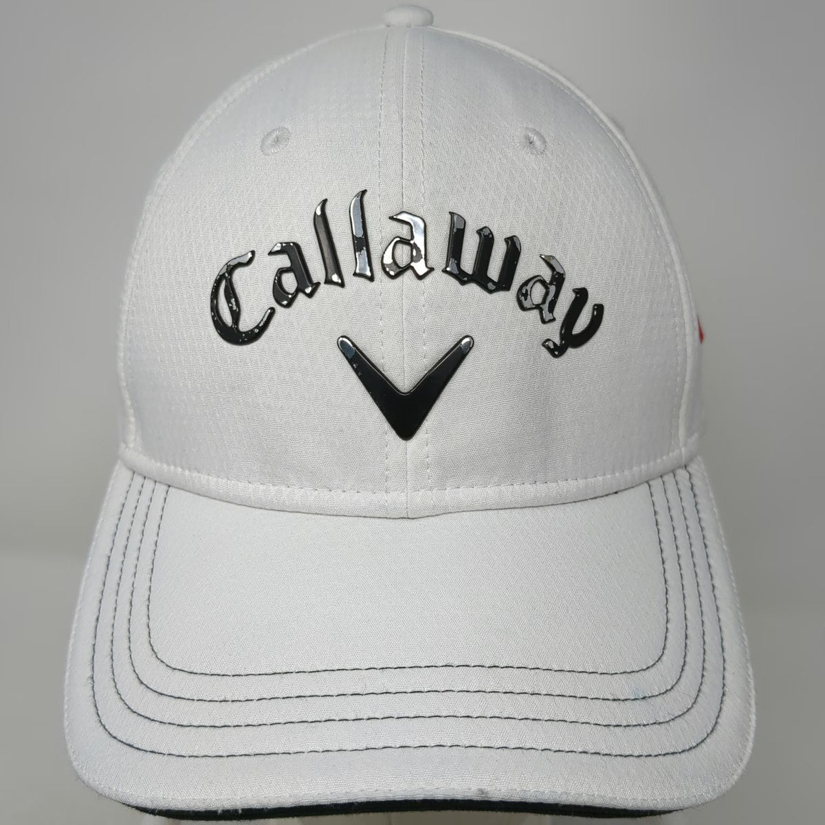 Callaway Baseball Cap White One Size Side Logo Curved Brim Contrast Stitch Hat