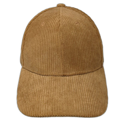 Baseball Cap Brown One Size Corduroy Solid Strapback Adjustable Blank Hat
