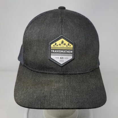 Travis Mathew Patch Fitted Mesh Back Trucker Hat L/XL Gray Flexfit