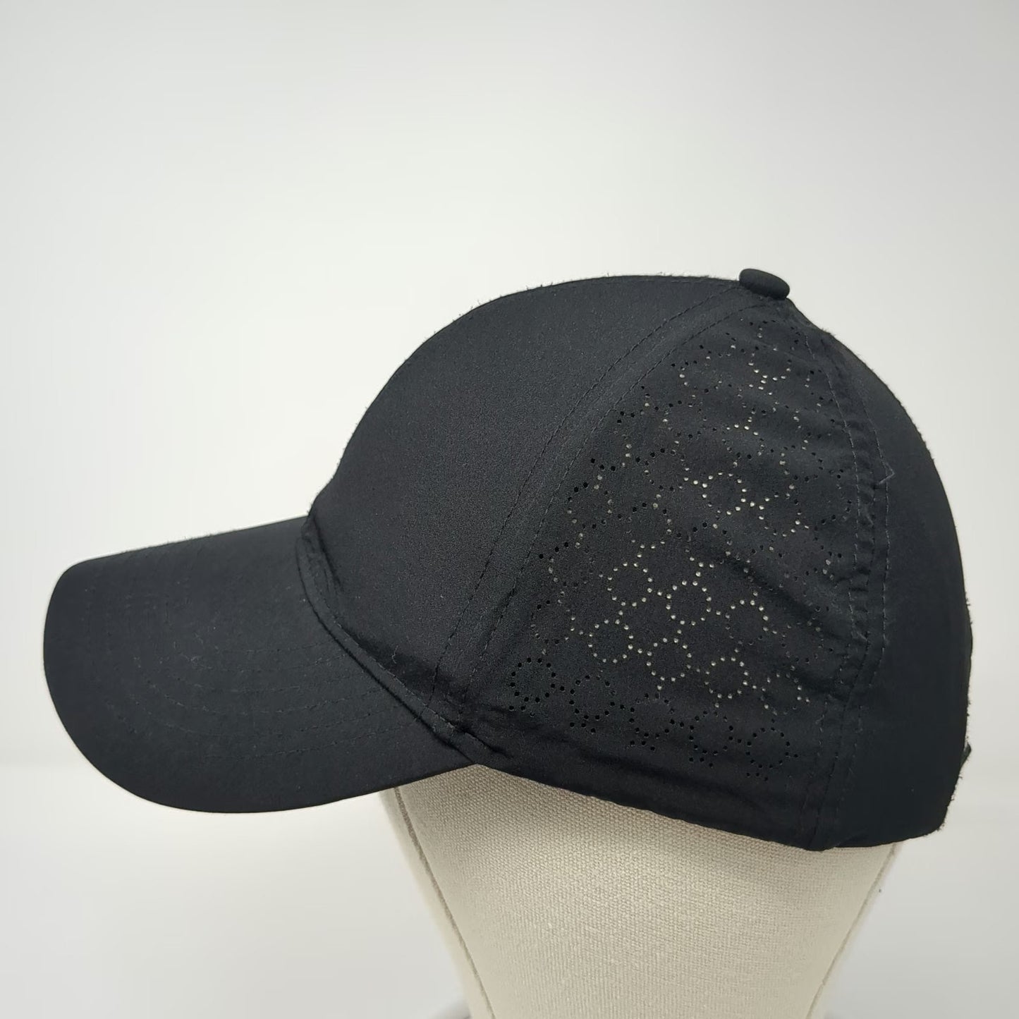 Athleta Baseball Cap Black One Size Hat Performance Laser Cut Strapback Floral