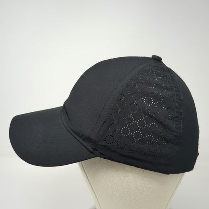 Athleta Baseball Cap Black One Size Hat Performance Laser Cut Strapback Floral
