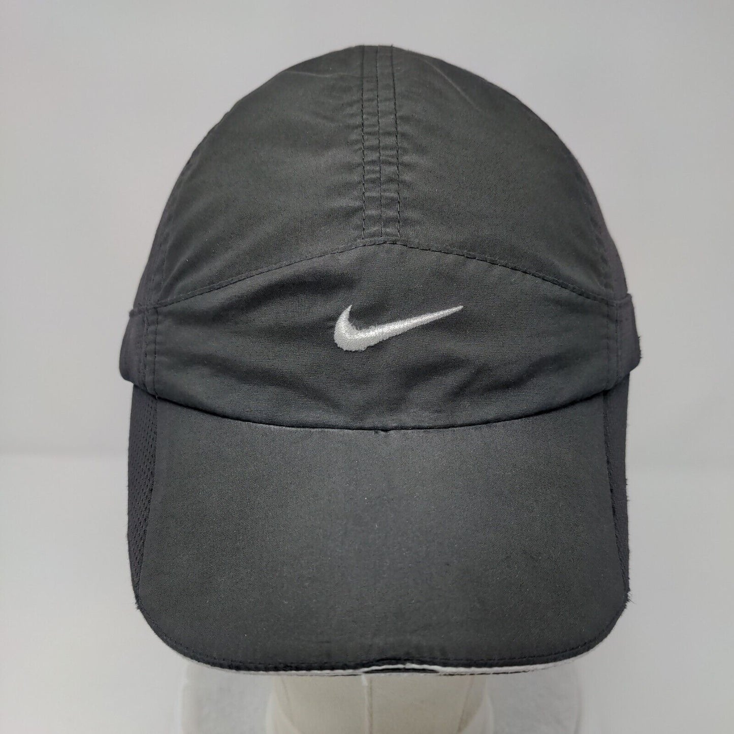 Nike Fit Dry Strapback Hat Black OSFA Adjustable Swoosh Running