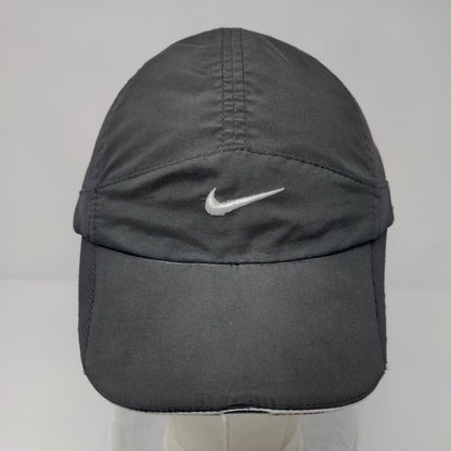 Nike Fit Dry Strapback Hat Black OSFA Adjustable Swoosh Running