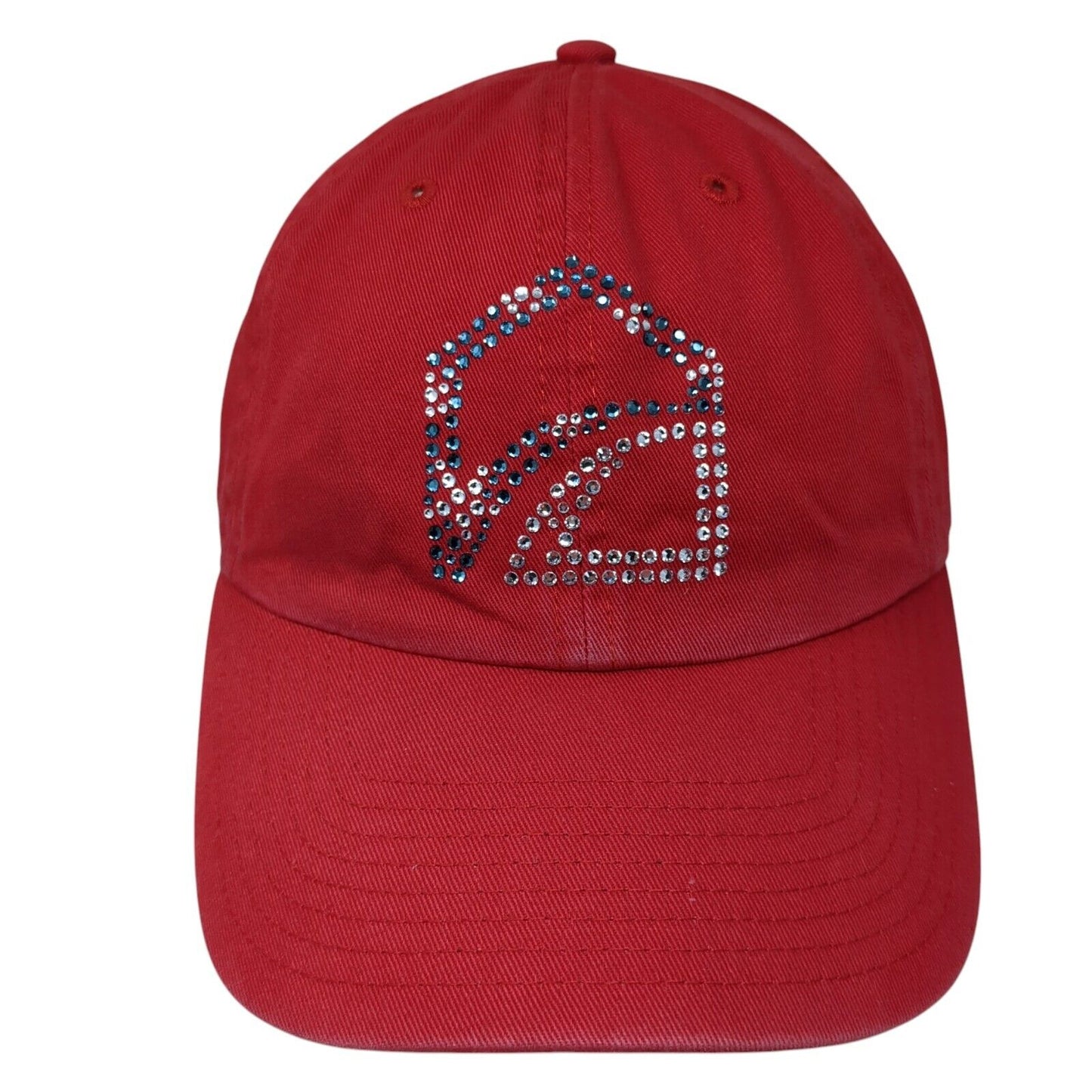 '47 Slideback Hat Red One Size Adjustable Bling Rhinestone Logo 6 Panel