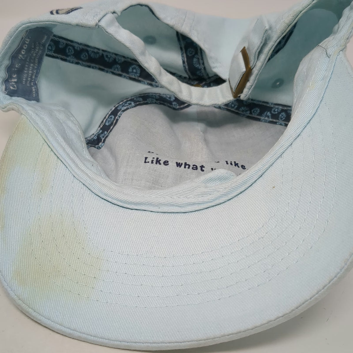 Life is Good Baseball Cap Blue One Size Flower Floral Graphic Slideback Hat
