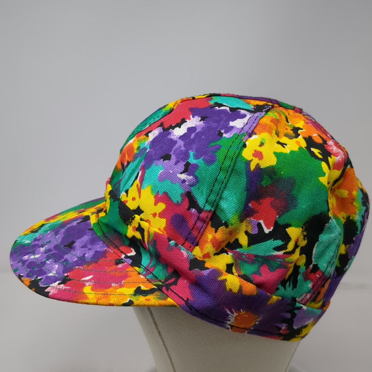 Kromer Baseball Cap Green Yellow Purple 7 3/4 Floral All Over Print Union Made