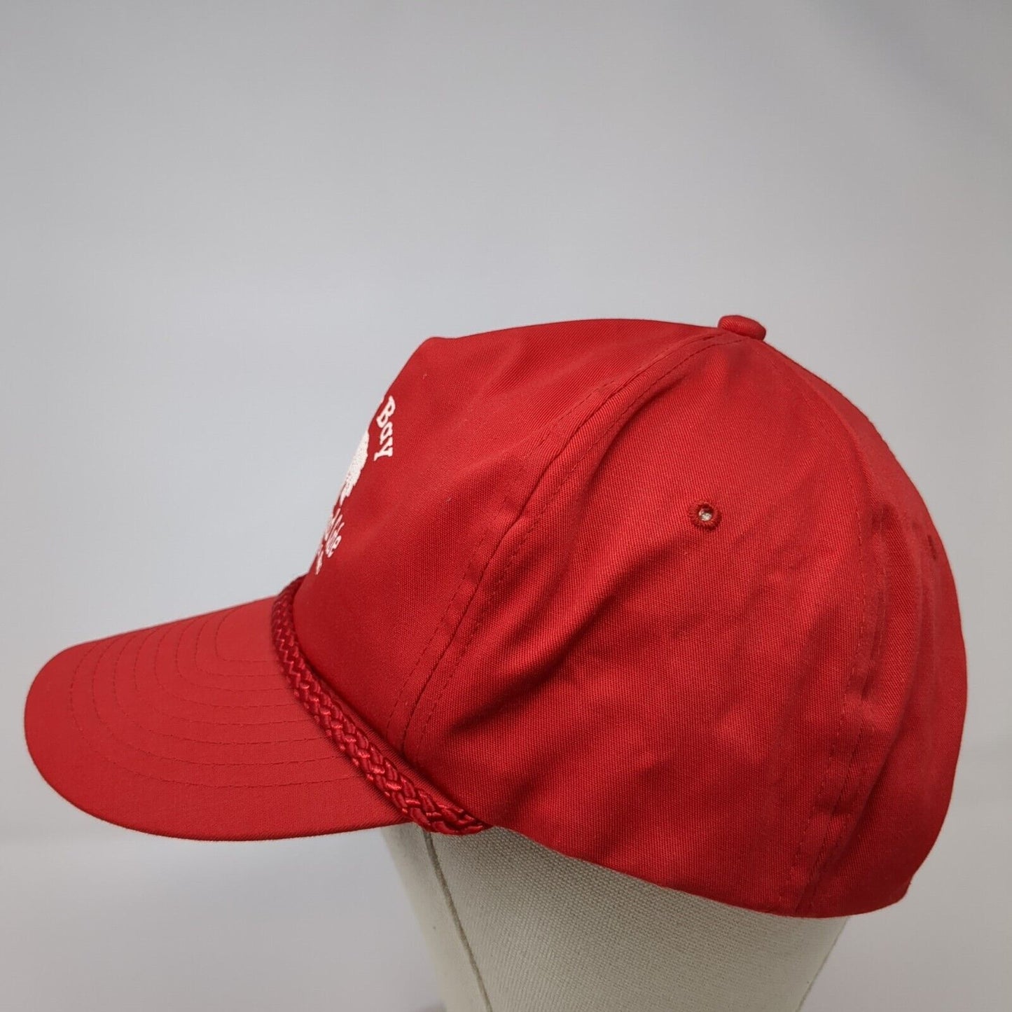 Willow Bay Marina and Cafe Snapback Rope Hat Red One Size Solid Nissin