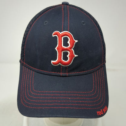 New Era Boston Red Sox MLB Blue M Baseball Cap Mesh Back Stretch Fit Red Stitch