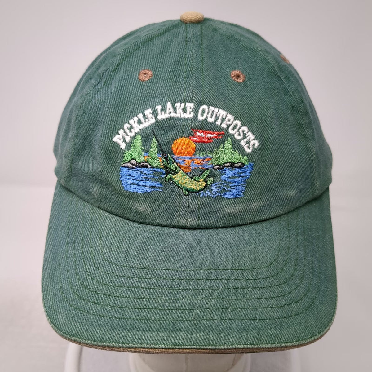 AJM International Pickle Lake Outposts Fishing Green One Size Baseball Cap Hat