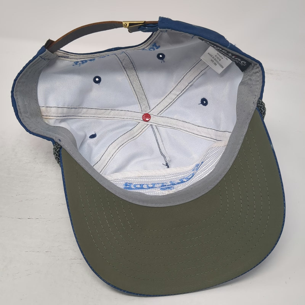 Imperial 5 Panel Blue OSFM Hat Solitude Flies Open Fifth Major Golf Rope Strap