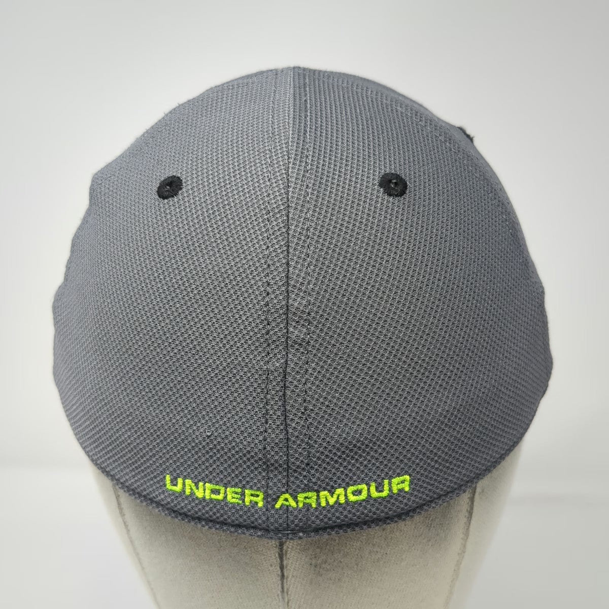 Under Armour Baseball Cap Gray M Fitted Neon Yellow Logo Performance Mesh Hat