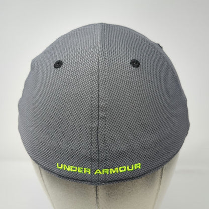 Under Armour Baseball Cap Gray M Fitted Neon Yellow Logo Performance Mesh Hat