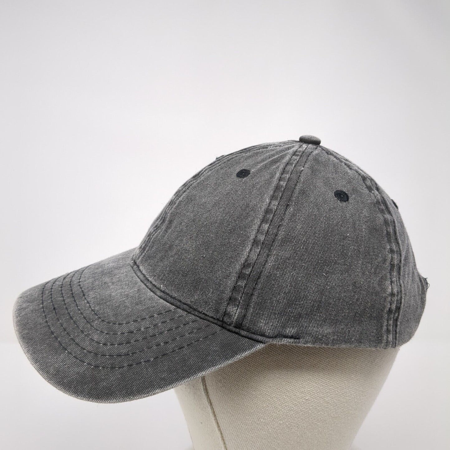 Unbranded Strapback Hat Gray One Size Solid 6 Panel Vent Holes Blank