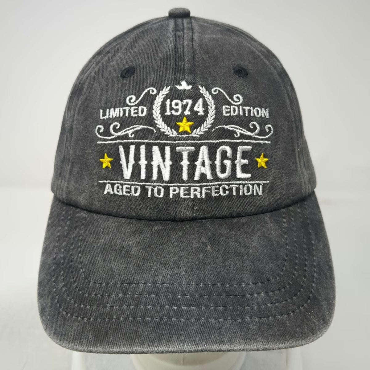 Slideback Baseball Cap Gray One Size 1974 Limited Edition Aged to Perfection Hat