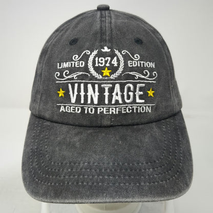Slideback Baseball Cap Gray One Size 1974 Limited Edition Aged to Perfection Hat