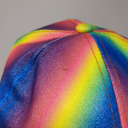 Blue Rainbow Glitter Sparkle Snapback Hat One Size Shiny Colorful 6 Panel