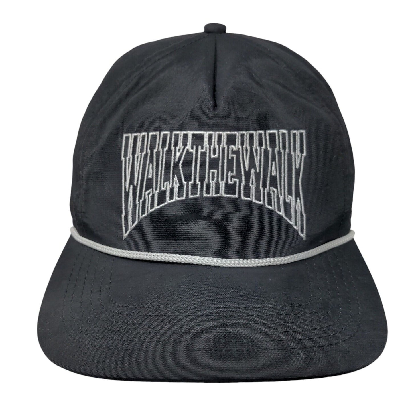 Walk The Walk Snapback Rope Hat Black One Size Embroidered Adjustable